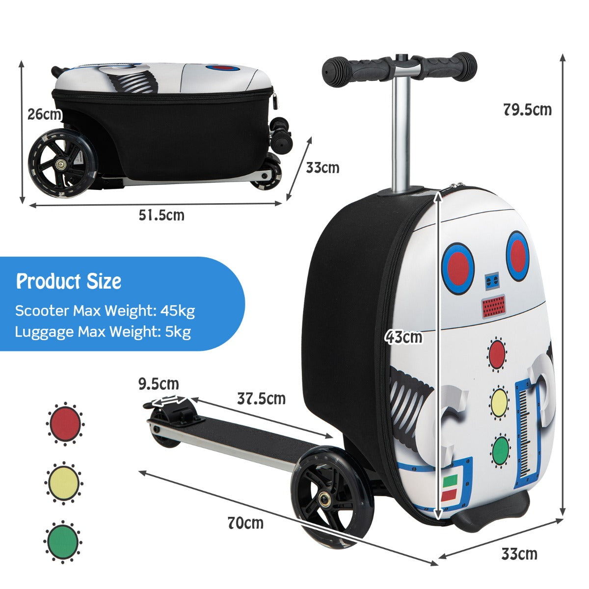 Robot Ride-On Scooter Luggage