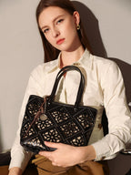 Venetia Floral Cutout Leather Tote